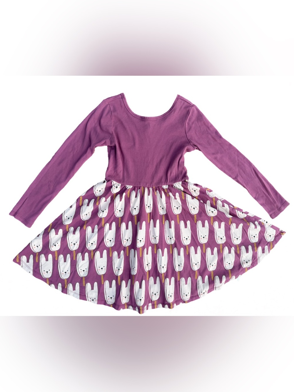 Tea Collection EUC Bunny Pops Skirted Ballet Dress Size 8 Girls Long Sleeve Soft